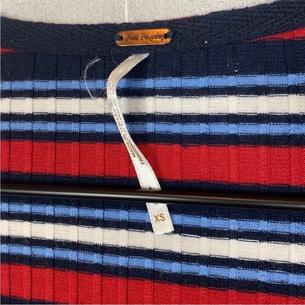 Free People striped wrap front tie top